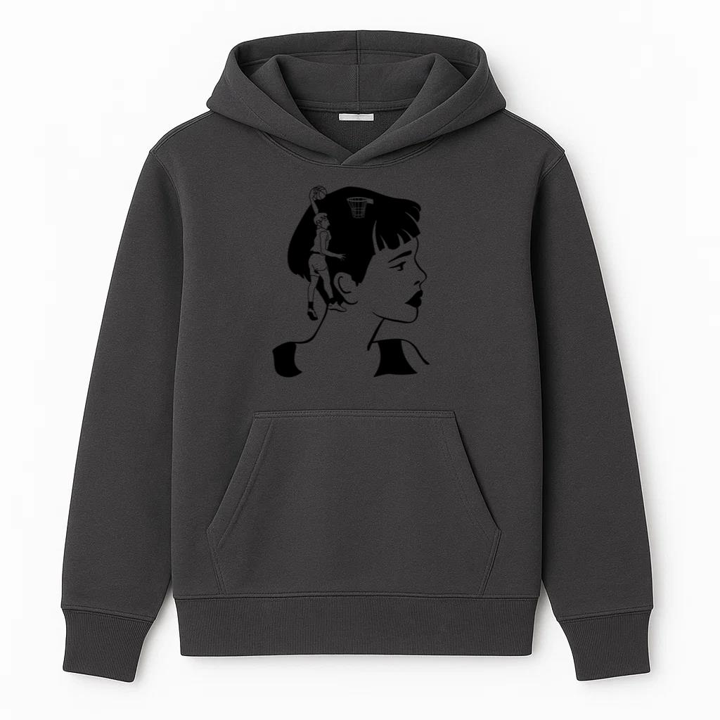 Basketball Player Woman Filled Stroke Hoodie