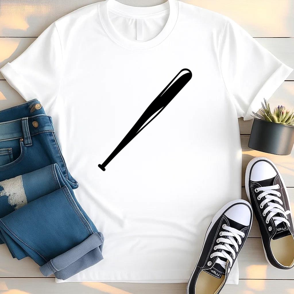 Black Baseball Bat Cut Out T Shirt