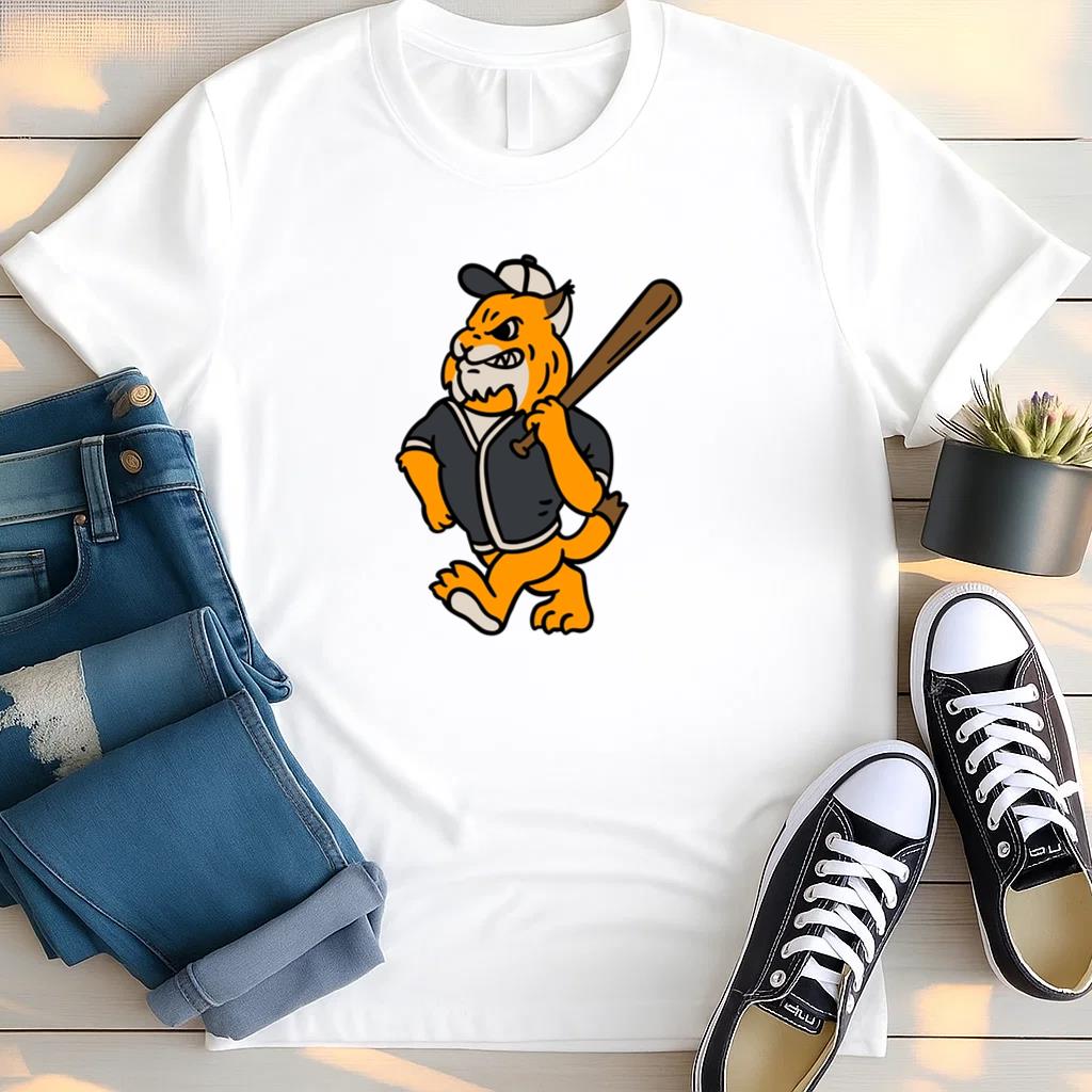 Duplicado Cartoon Tiger Holding A Baseball Bat T Shirt